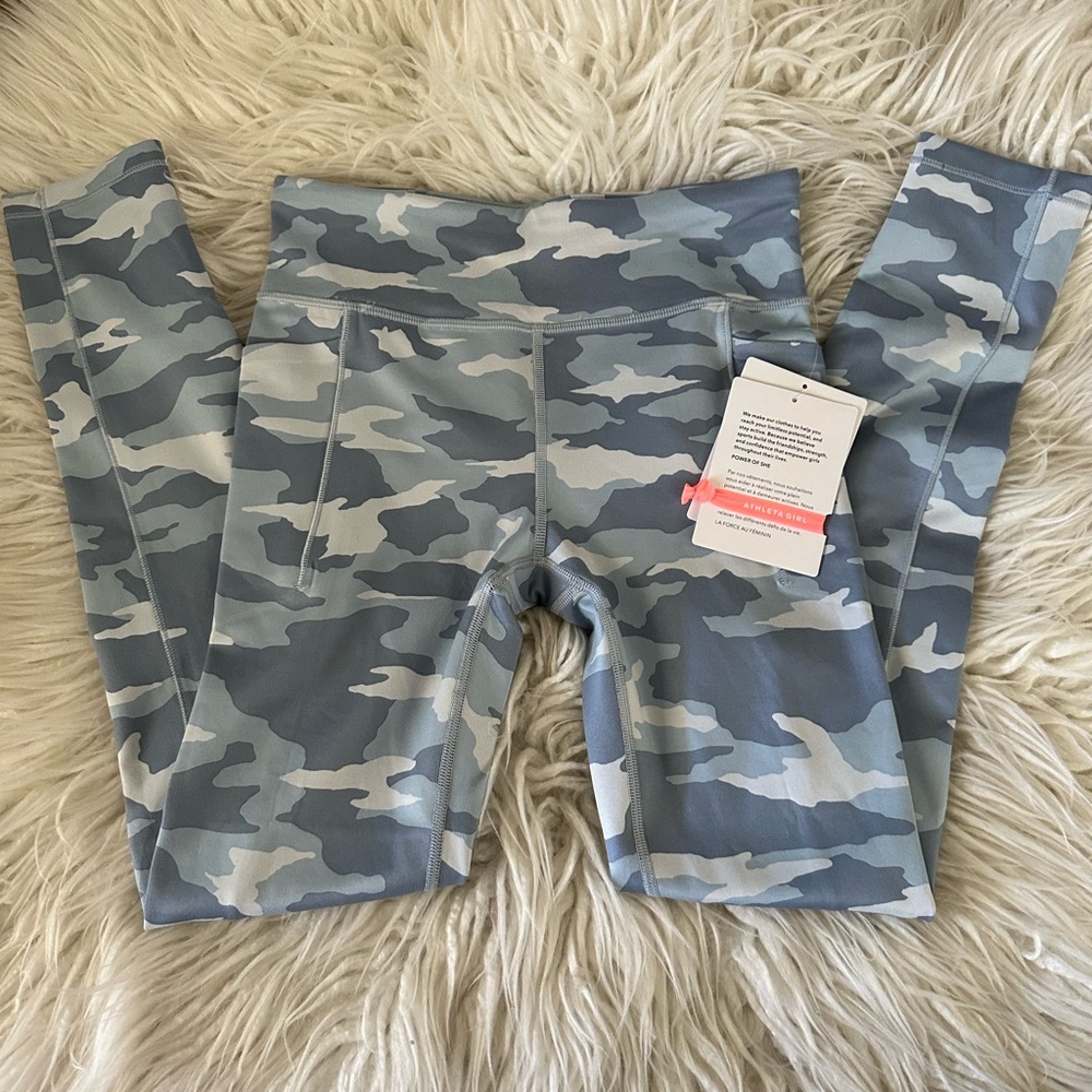 Athleta girl Stash your treasures tight gray camo high rise leggings P NWT